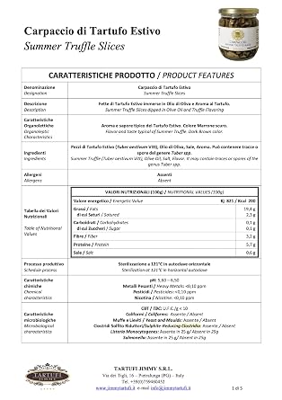 Tita Italian ''Carpaccio'' Summer Truffle Slices [Thinly-Sliced Multiple Uses] Net Size: 12.35 oz. 350 gr
