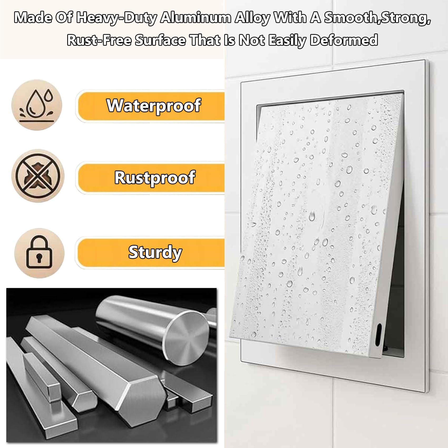 Porta di Accesso in Alluminio, Botola Ispezione Cartongesso Idrorepellente | Pannello di Ispezione Metallo Apertura a Pressione, Piastre di Copertura Per Parete e Soffitto Nasco(Bianco,80x80cm/31x31in)