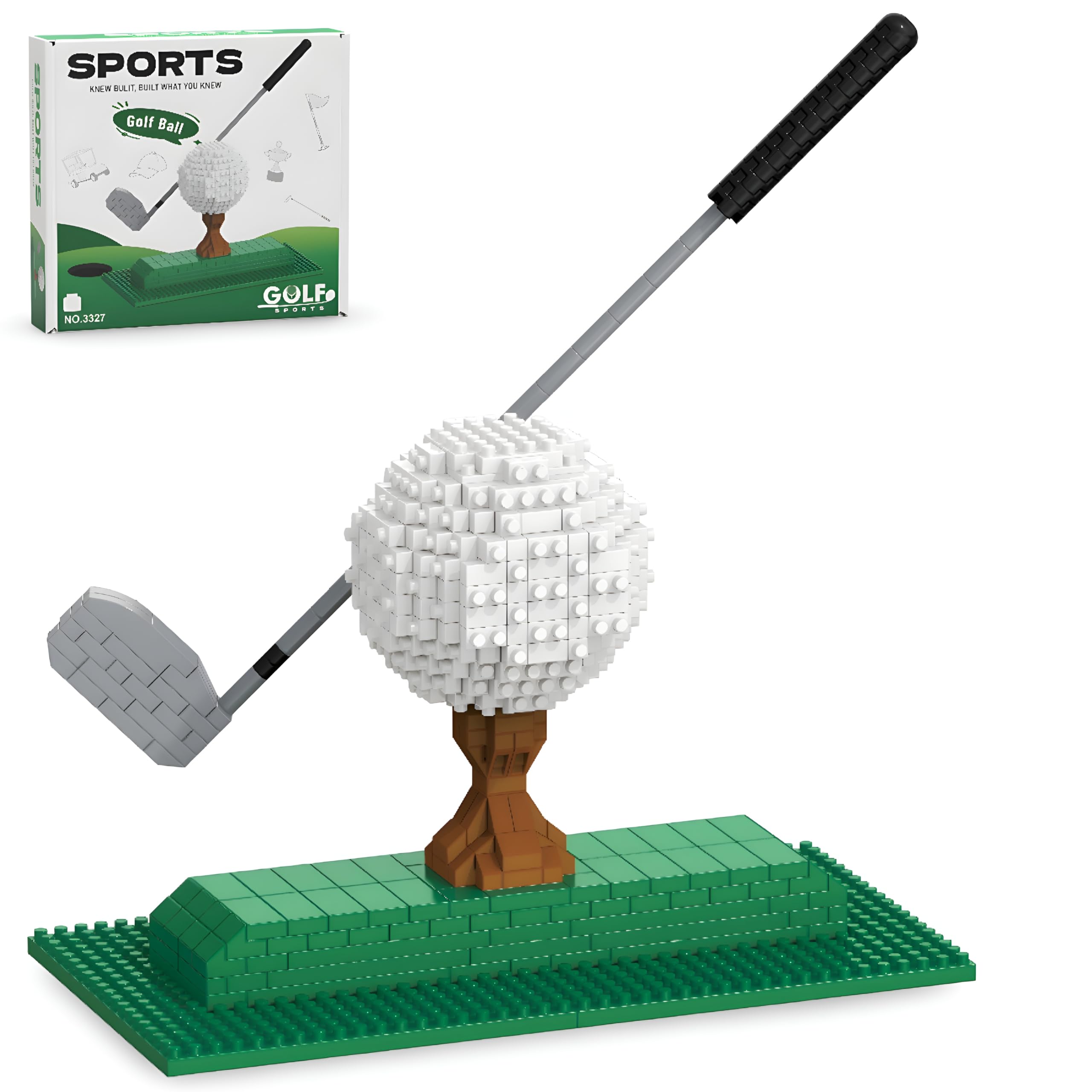 Cbmesmeric Golf Ball Building Set, 610 PCS Golf Sports Building Blocks Toys with Green Turf Tee Base, Golfing Ornament Collectible Club Display for Adults & Teens, Golf Hobby Enthusiasts — image 1