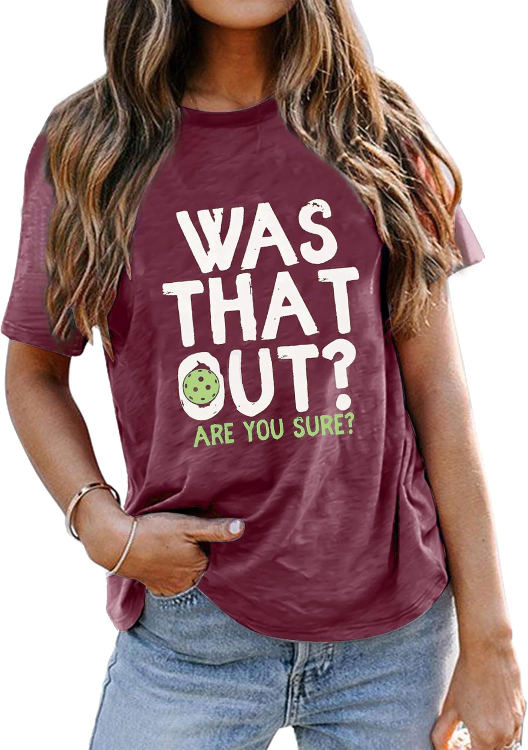 Pickleball Shirts for Women Pickleball Graphic T-Shirt was That Out Letter Print Shirt Summer Short Sleeve Tee Tops