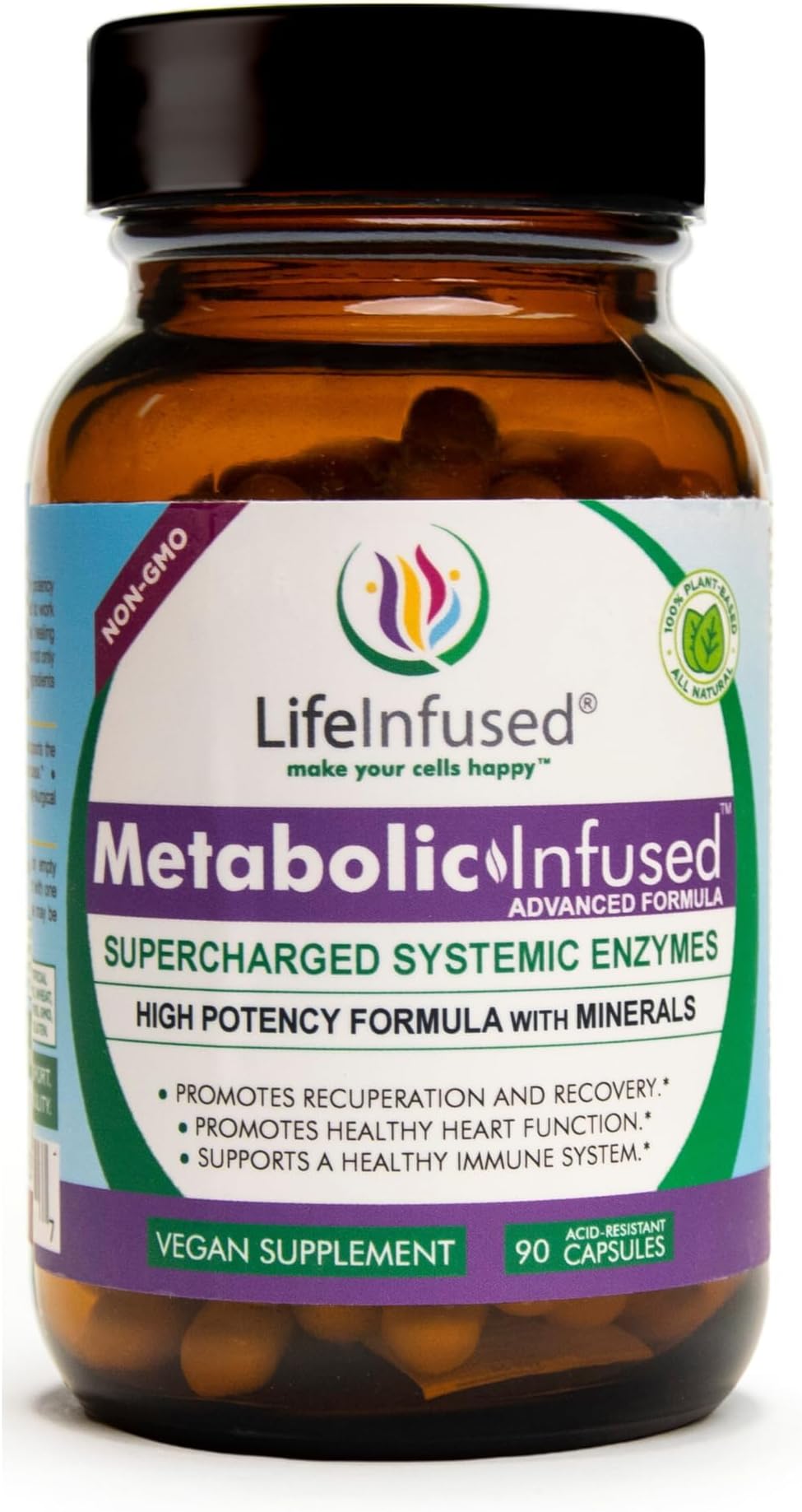 Life Infused Metabolic Enzymes – Systemic Enzyme Supplement with Serrapeptase, Nattokinase, Bromelain & Protease Blend – 72 Trace Minerals – Immune & Circulation Support – Vegan, Non-GMO – 90 Capsules