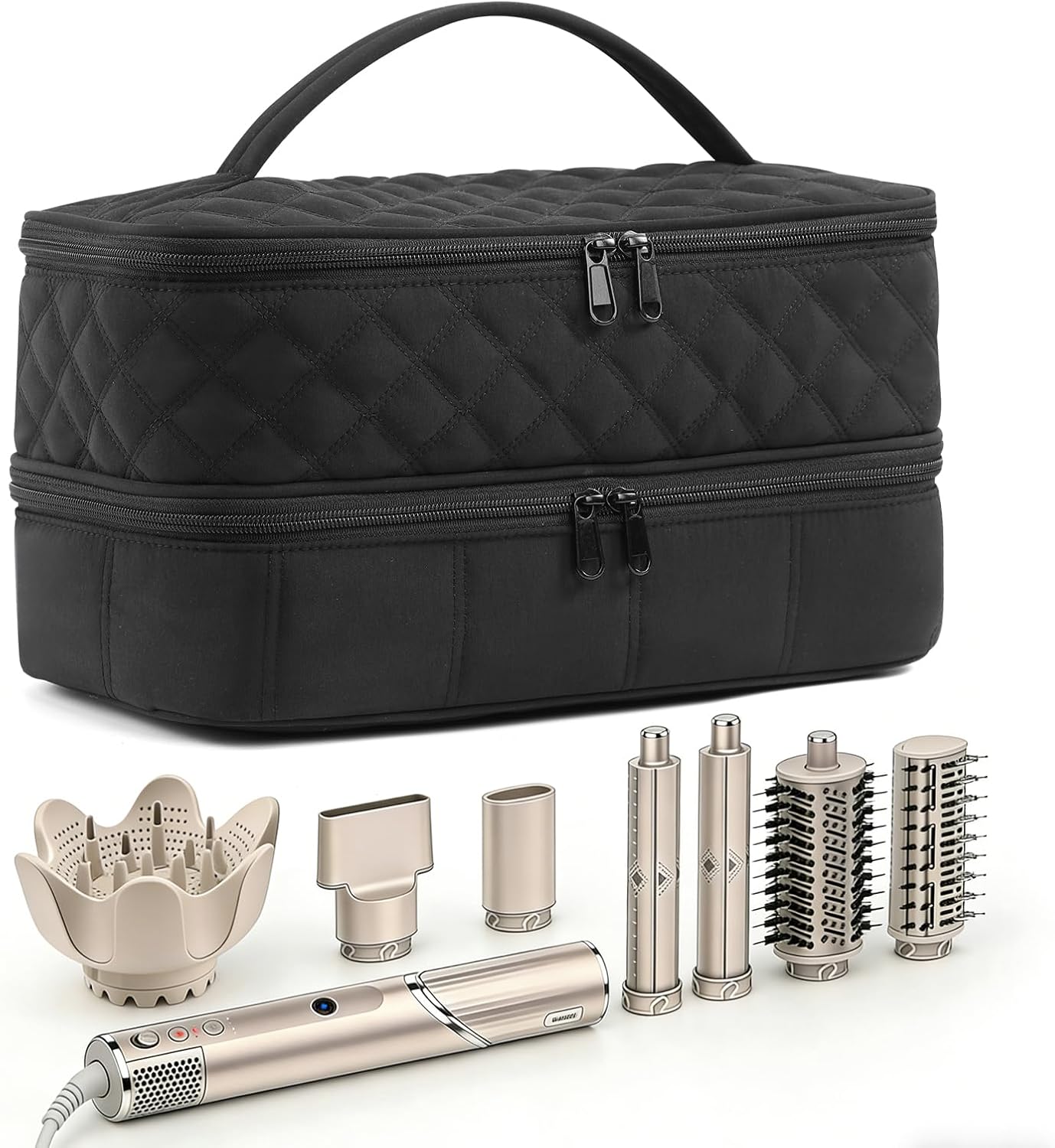 Hair Travel Carrying Case Compatible with Shark Flex Style/Dyson Airwrap, Double-Layer Hair Drying Storage Case for Shark SpeedStyle Hair Dryer & Accessories, Black