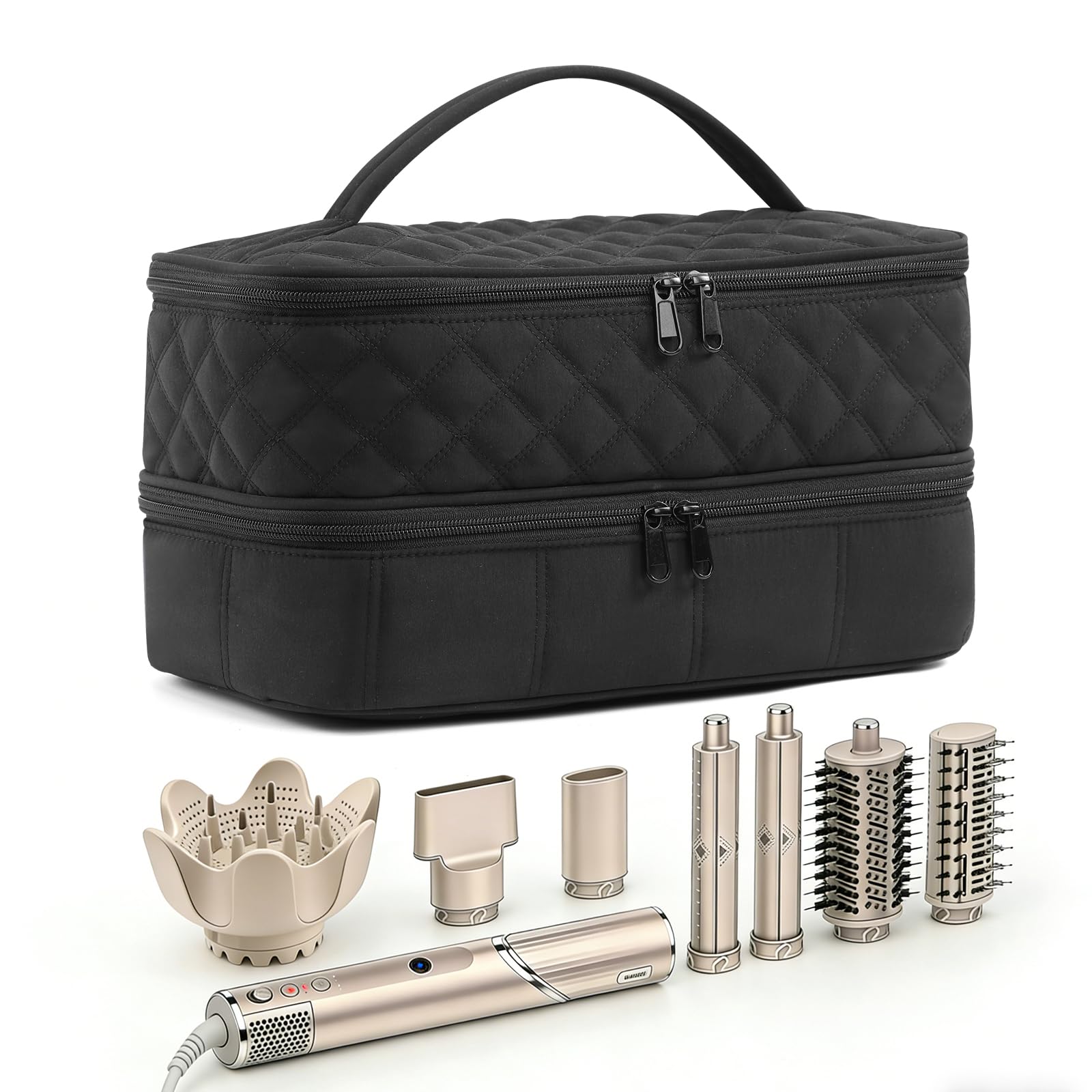 Hair Travel Carrying Case Compatible with Shark Flex Style/Dyson Airwrap, Double-Layer Hair Drying Storage Case for Shark SpeedStyle Hair Dryer & Accessories, Black