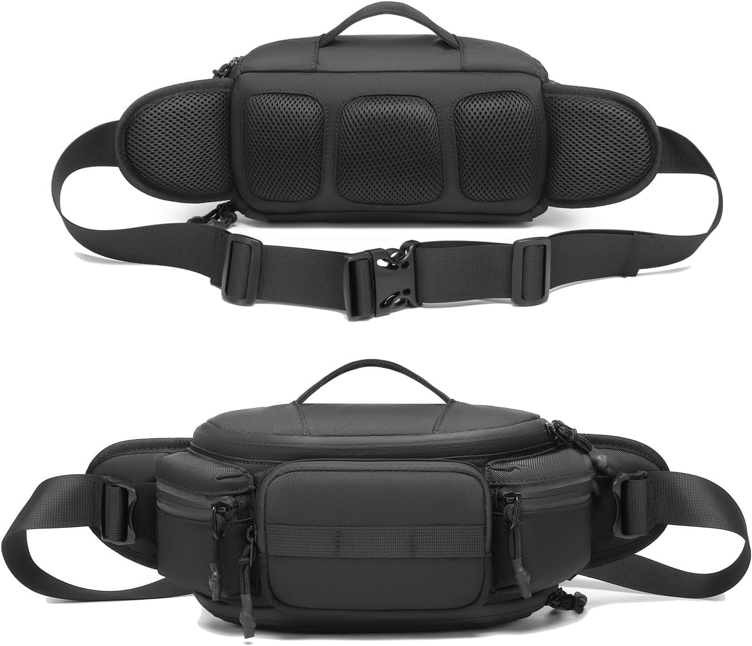 Unisex Fanny Pack Waist Bag, Expandable Hip Bag with Adjustable Shoulder Straps, Lightweight Crossbody for Hiking, Running, Cycling, Travel (25111 Black)