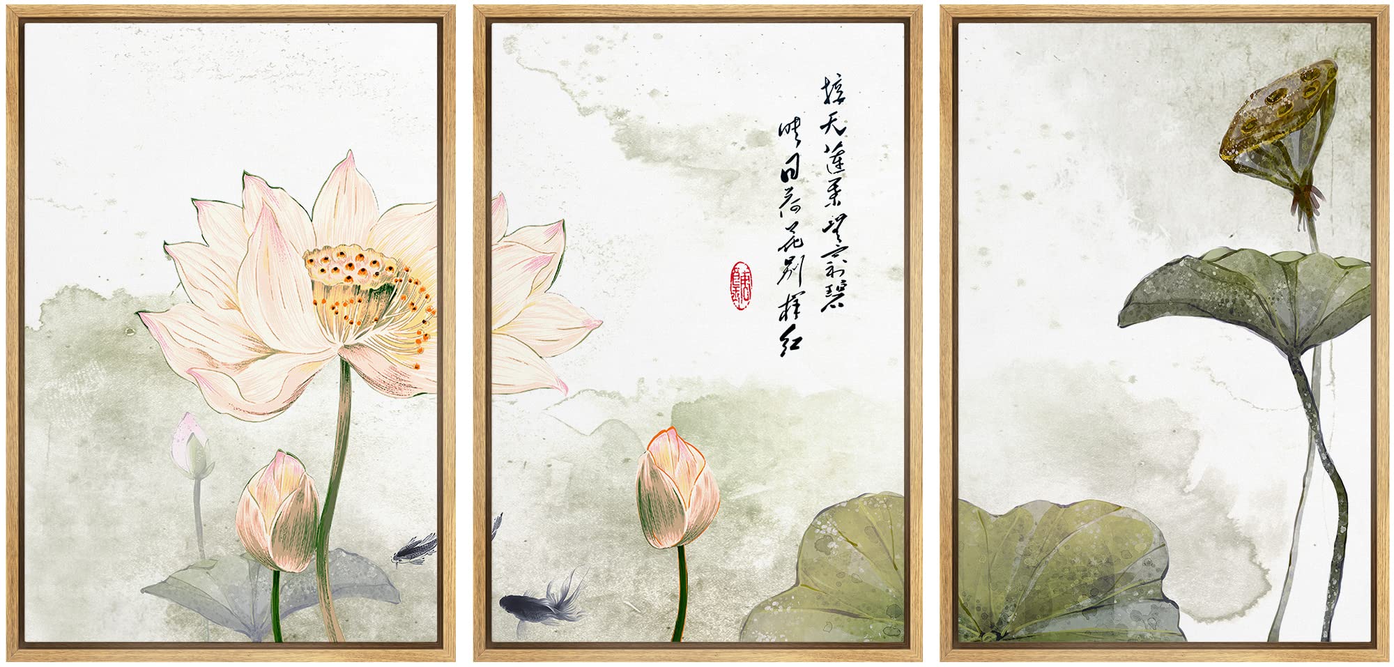 wall26 Lotus Flowers 3-Panel Set