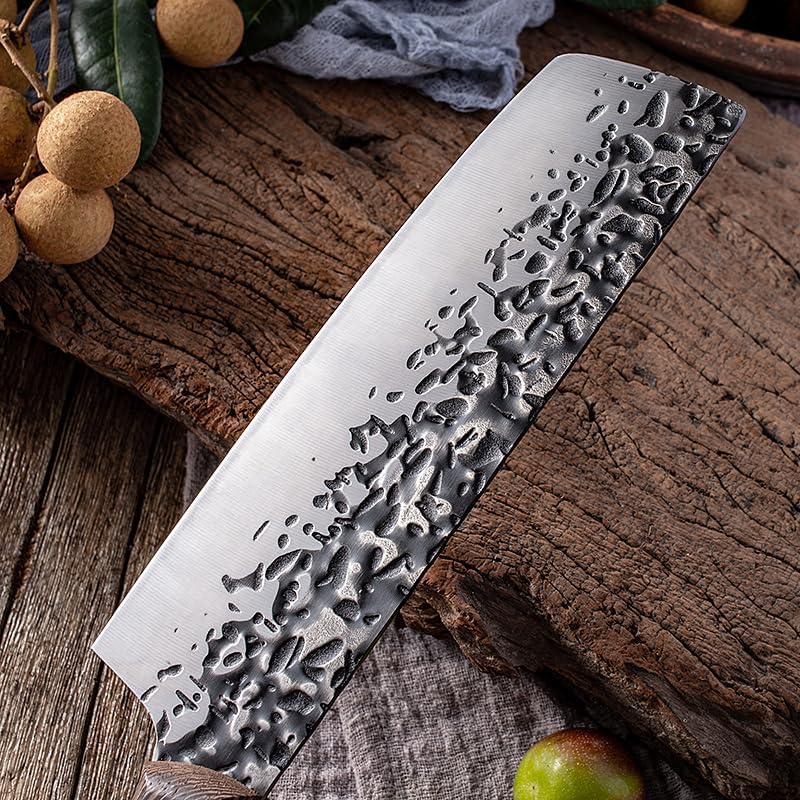 MAYiT Meat Cleaver Knife, High Carbon Stainless Steel Nakiri Knife Home Super Sharp Full Tang Kitchen Chef Knife Chopping Knife Wooden Handle, MAYiT5475