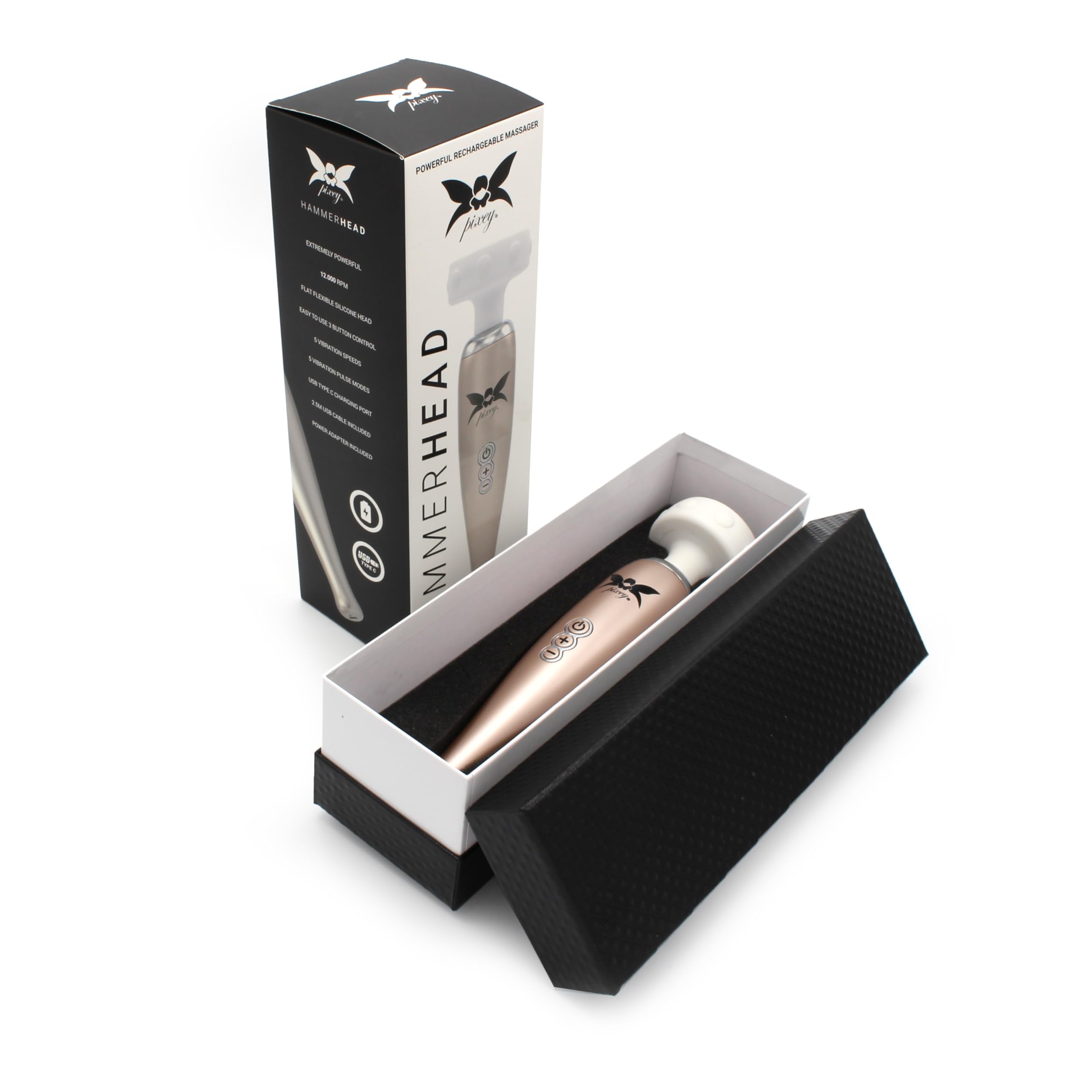 Pixey Hammerhead Vibrador de varita Rose Gold Ø 6,6 x 26,5 cm