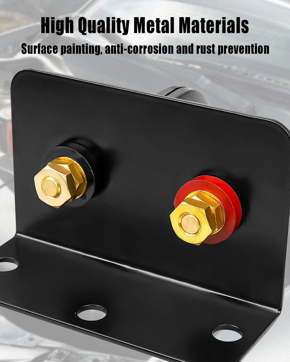 Remote Battery Terminals with Heavy Duty Steel Mounting Bracket and 1.2m Connection Wire, Jumper Battery Post Terminals for Car UTV ATV RV Trucks Tractor Boat Mower, with Dust Cap