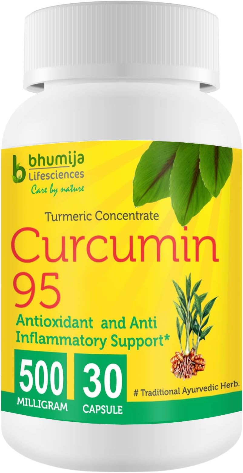 Bhumija Lifesciences Curcumin with Piper Nigram 500 MG (Curcuma Longa) | Antioxidant and Anti-Inflammatory Support (30 Capsules)