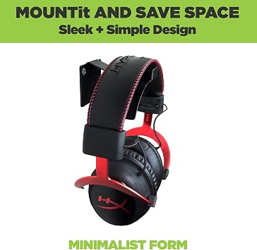 HIDEit Mounts Uni-H Universal Headset Wall Mount - American Company, Black Steel Gaming Accessories for Gaming Headsets, Headphones, VR Headsets and More