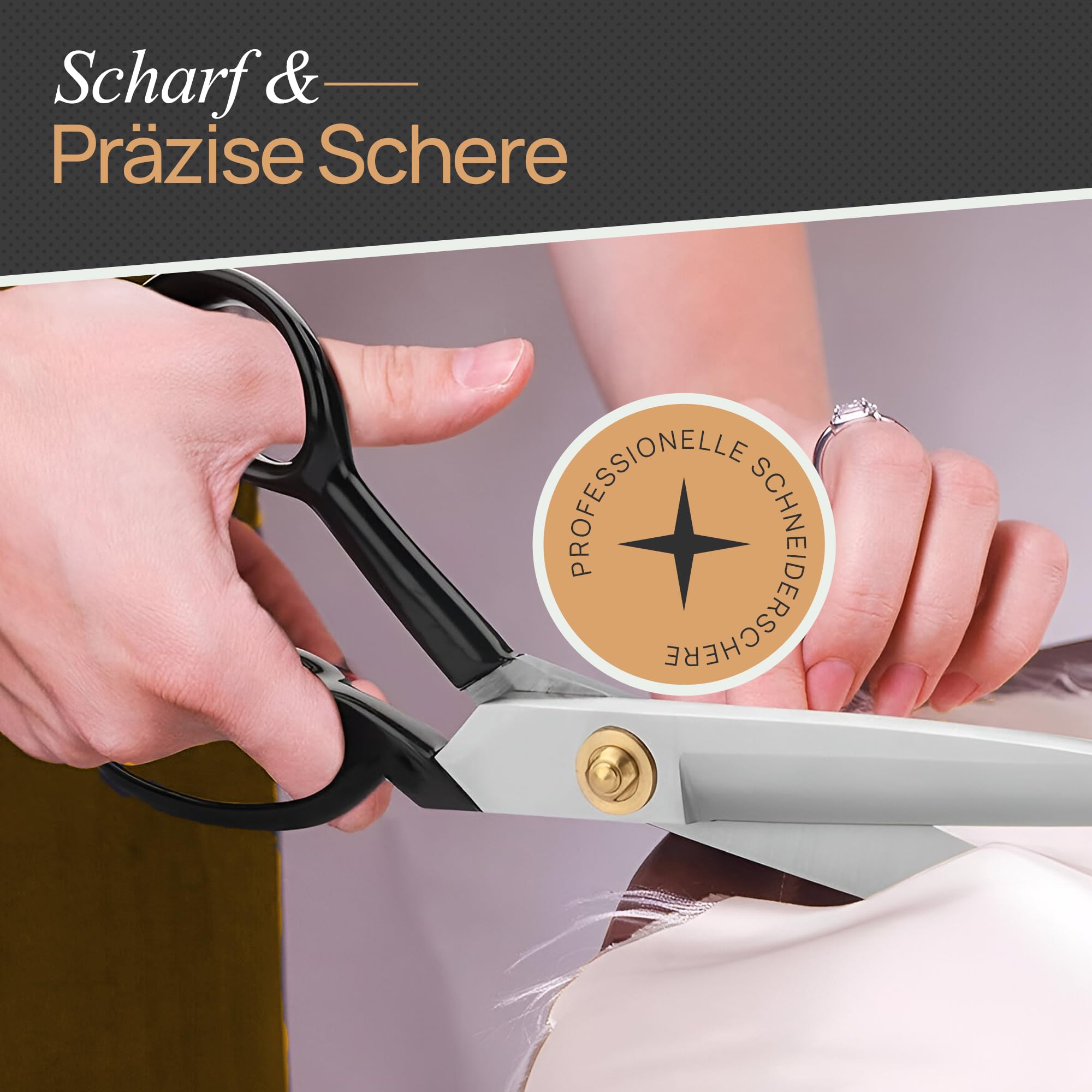 Schneiderschere 30,5cm EXTRA GROSS/400g – Profi Stoffschere für Leder & dicke Stoffe(KEINE Bastelschere) – für große Hände & Kraftschnitte – Edelstahl, extra scharf – mit Fadenschneider & Geschenkbox