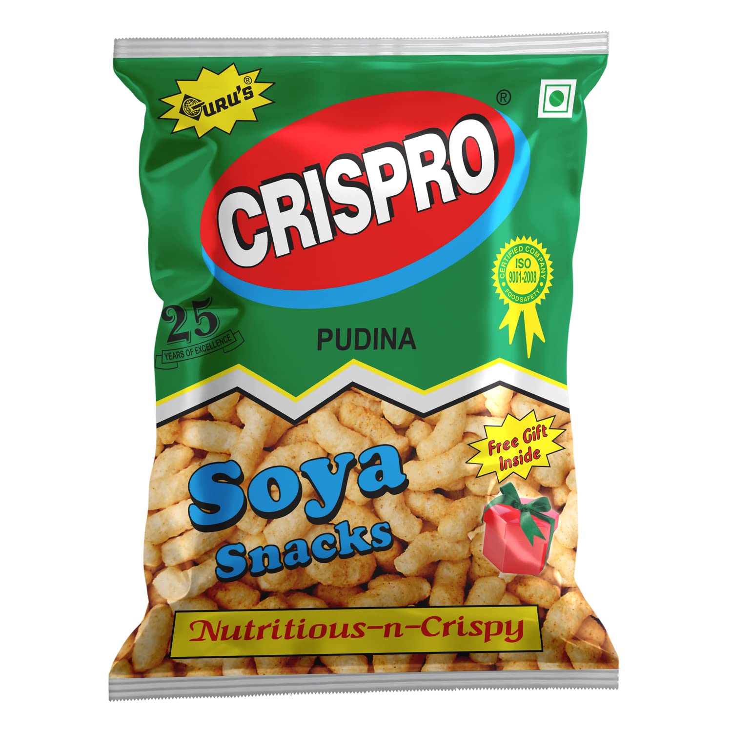 Gurus CRISPRO (Pudina) Tasty Soya Snack 100gm Each| Spicy Healthy Indian Snacks | Everyday Healthy and Hygenic Snacks (Pack of 24) (B09ZDL36NV) Amazon Price History, Amazon Price Tracker
