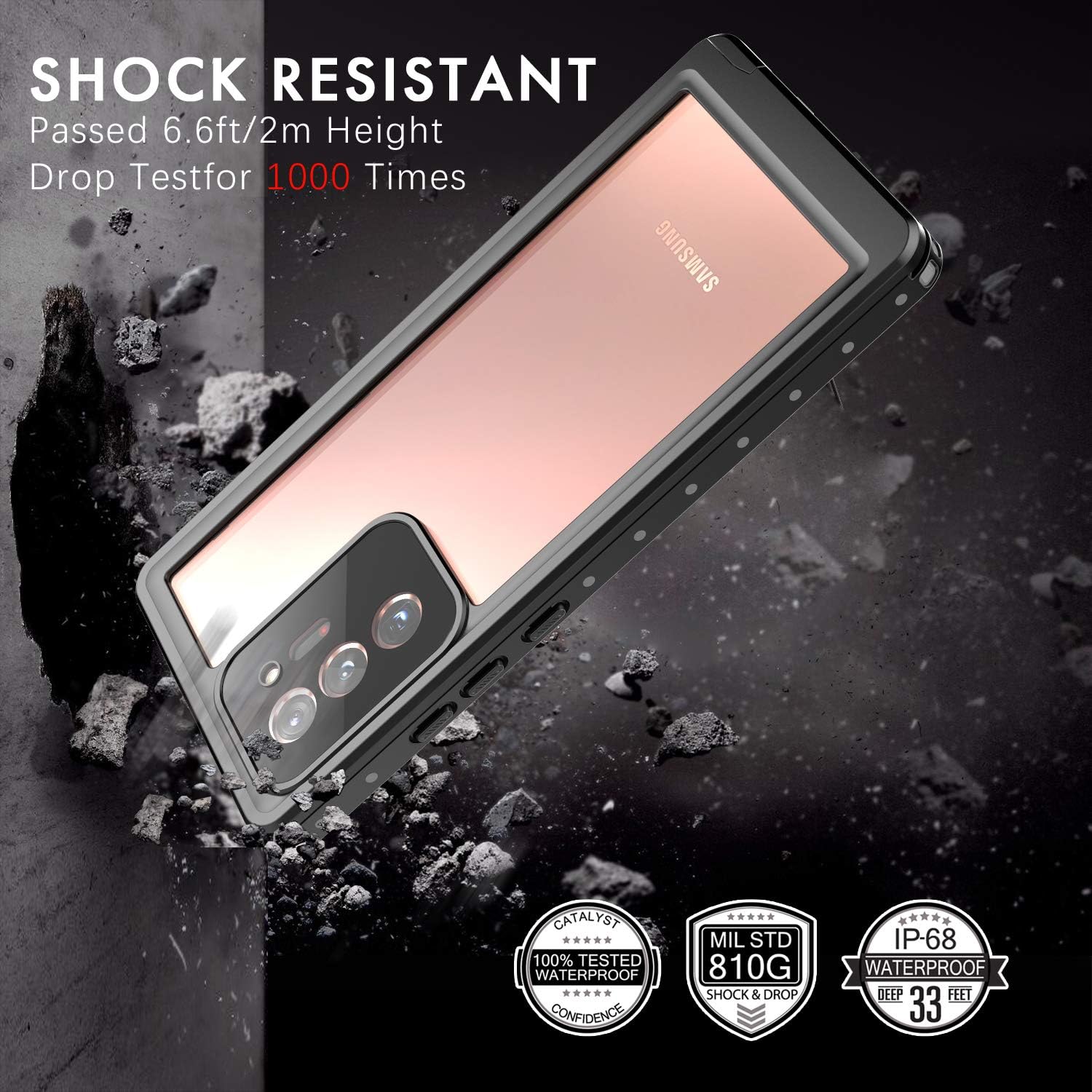 Best Deal Cheap 🛒 inkolelo Galaxy Note 20 Ultra Waterproof Case,Built-in Screen Full-Body Protector with Floating Strap IP68 Waterproof Case for Samsung Galaxy Note 20 Ultra 5G (2020) - Matte Black/Orange Promo 40% OFF inkolelo Galaxy Note 20 Ultra Waterproof Case,Built-in Screen Full-Body Protector with Floating Strap IP68 Waterproof Case for Samsung Galaxy Note 20 Ultra 5G (2020) - Matte Black/Orange