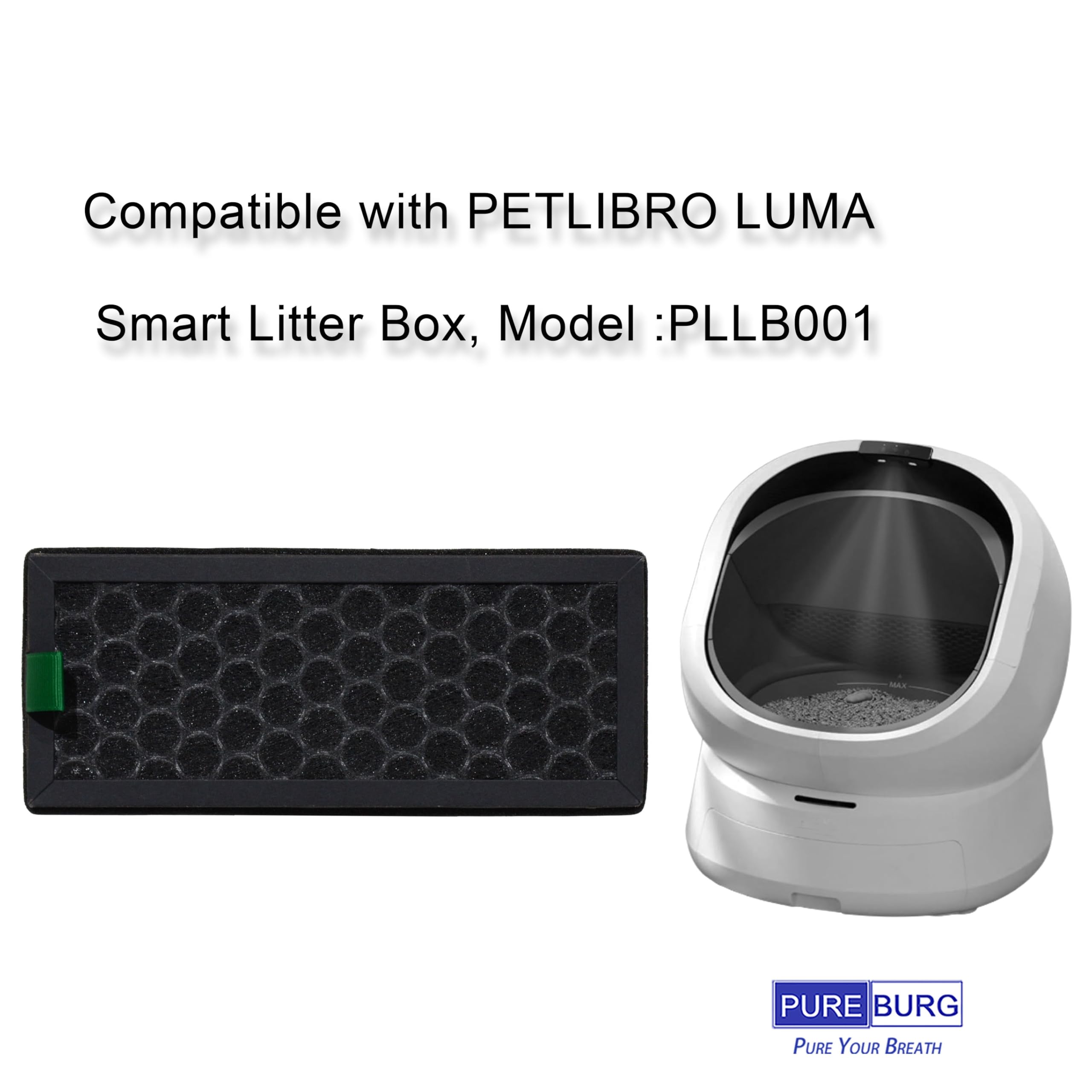 PUREBURG Lot de 4 filtres désodorisants de rechange compatibles avec le bac à litière intelligent PETLIBRO LUMA PLLB001, charbon actif désodorisant les odeurs