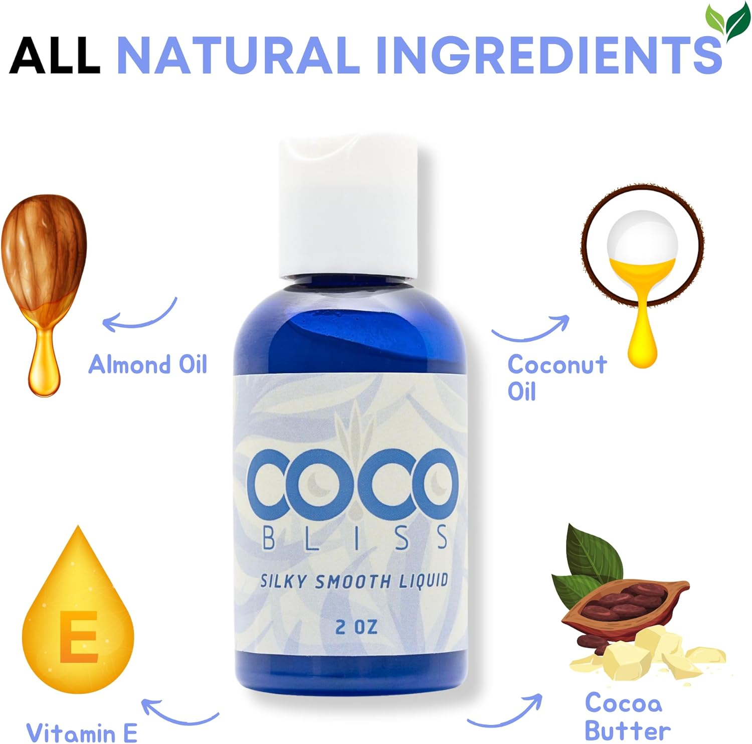 Coco Bliss Natural Coconut Oil Lubricant, Intimate Moisturizer, Lube for Him and Her, Personal Massage Oil, Silky Smooth Moisturizer with Vanilla Extract and Almond Oil, 4/8 Fl Oz (2 oz Liquid) - Image 2