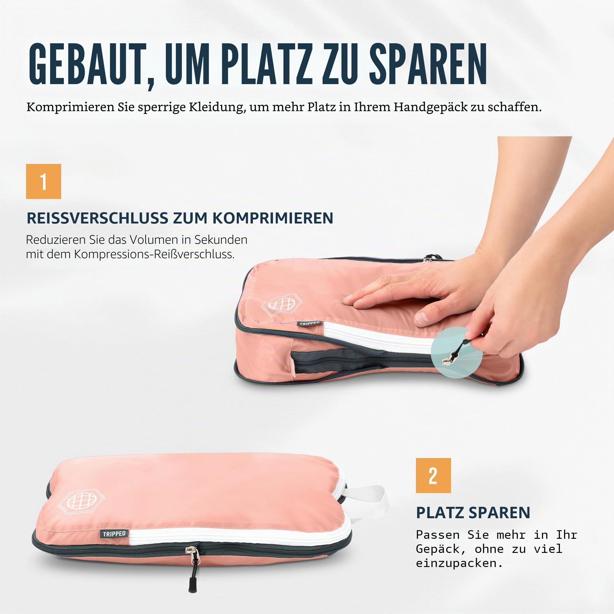 Kompressions-Packwürfel-Set für Reisen – leichter, robuster Kleidung-Organizer für Handgepäck und Koffer von TRIPPED Travel Gear, 6 Piece