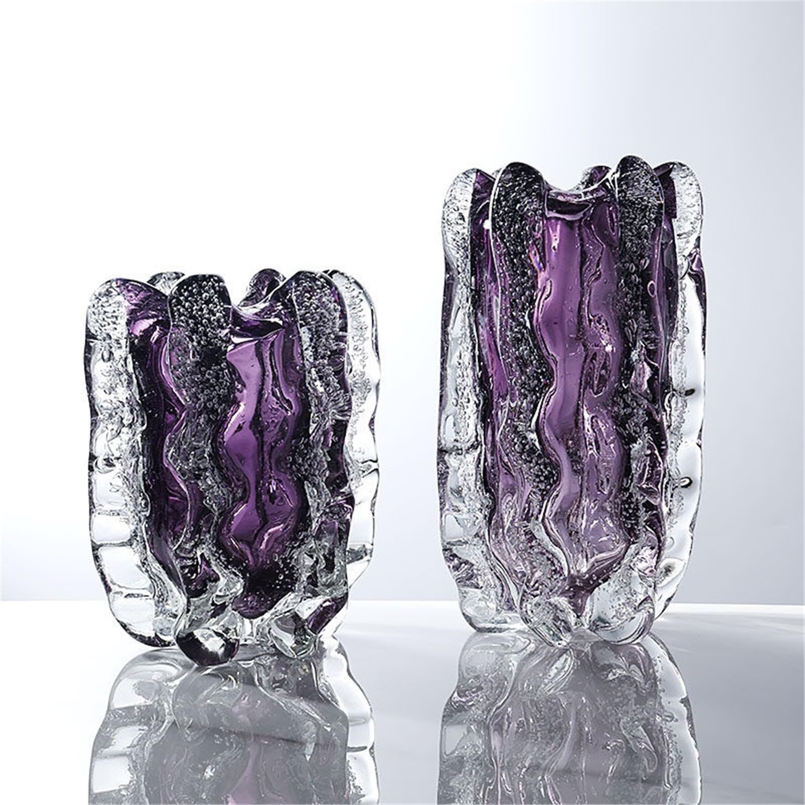 Vaso di Fiori Vaso di Vetro a Bolle Pizzo Creativo Leggero e Lussuoso, Ornamento Artistico, Decorazione della casa(M)