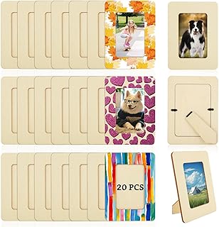 20 PCS Wooden Picture Frames for Craft Unfinished Wood Photo Frames with...