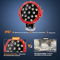 Vista 4 de Nilight 2 focos Cree de luces LED todoterreno, redondas, 185 vatios, para trabajar y conducir, rojo, Rojo