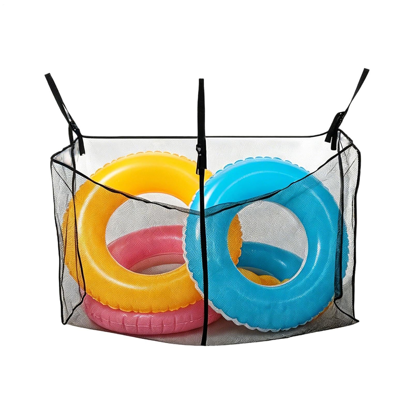 Rangement pour de piscine en maille pour un jardin et un porche épurés