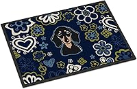 Vista 186 de Caroline's Treasures BB1449JMAT - Tapete de bienvenida de carlino negro, 24 x 36 pulgadas, tapete azul para puerta delantera, para interiores