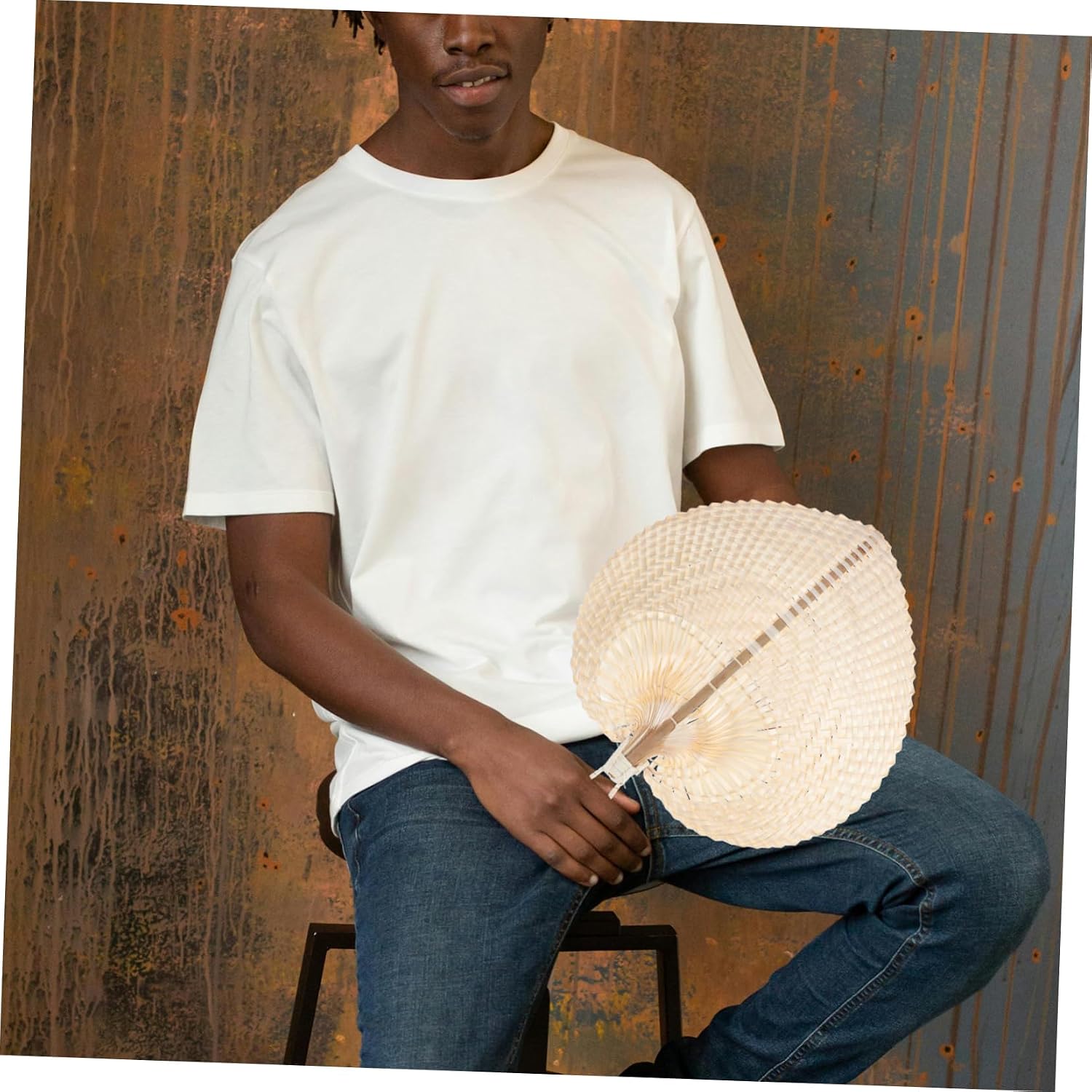 Handmade Woven Straw Fan Folding Paddle Fan Portable Handcrafted by Vietnamese Artisans for Summer