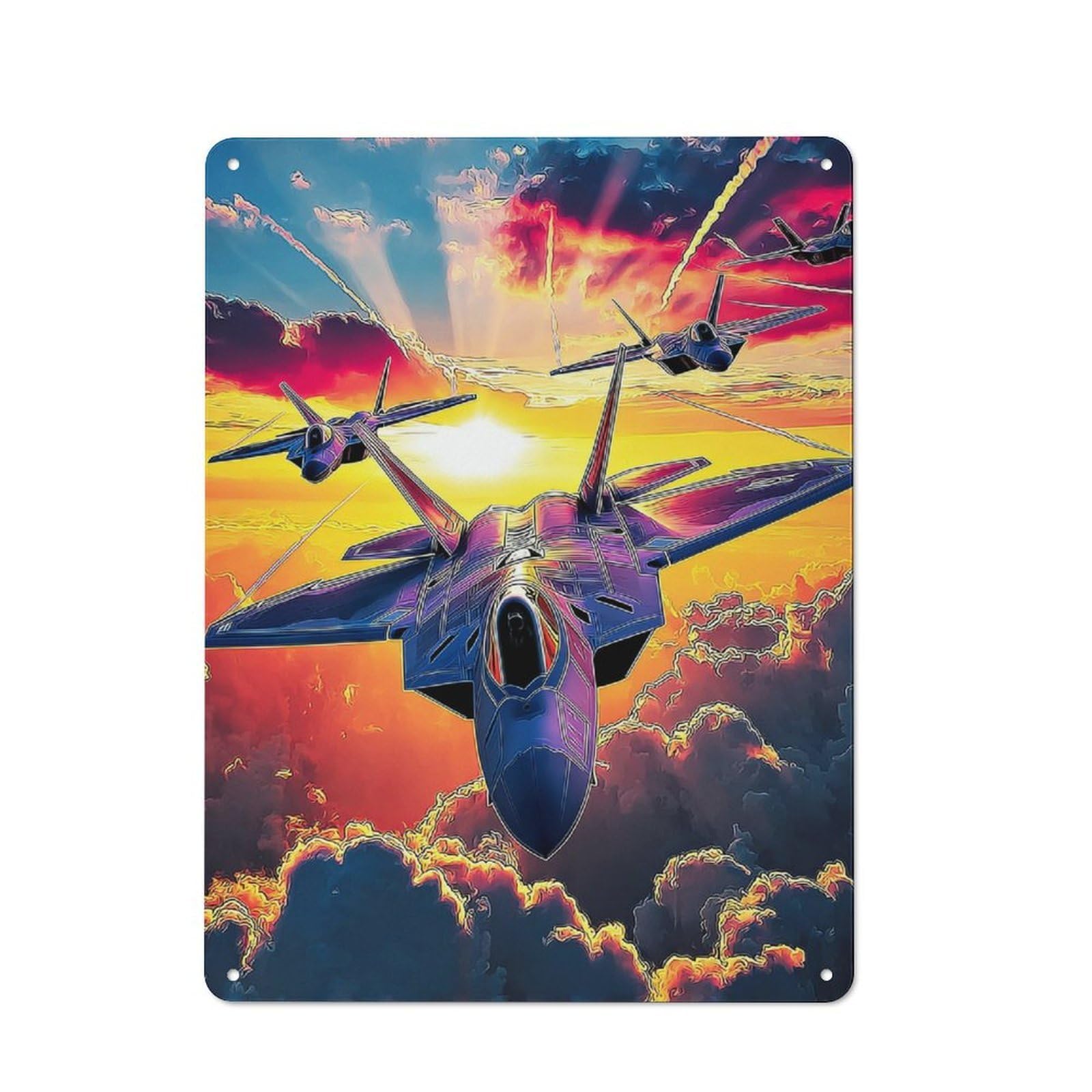 Junmoney Jet Squadron Sunset Tin Wall Plaque 40X30cm With For Café Or Restaurant, Suited To Restaurant Decor Fans