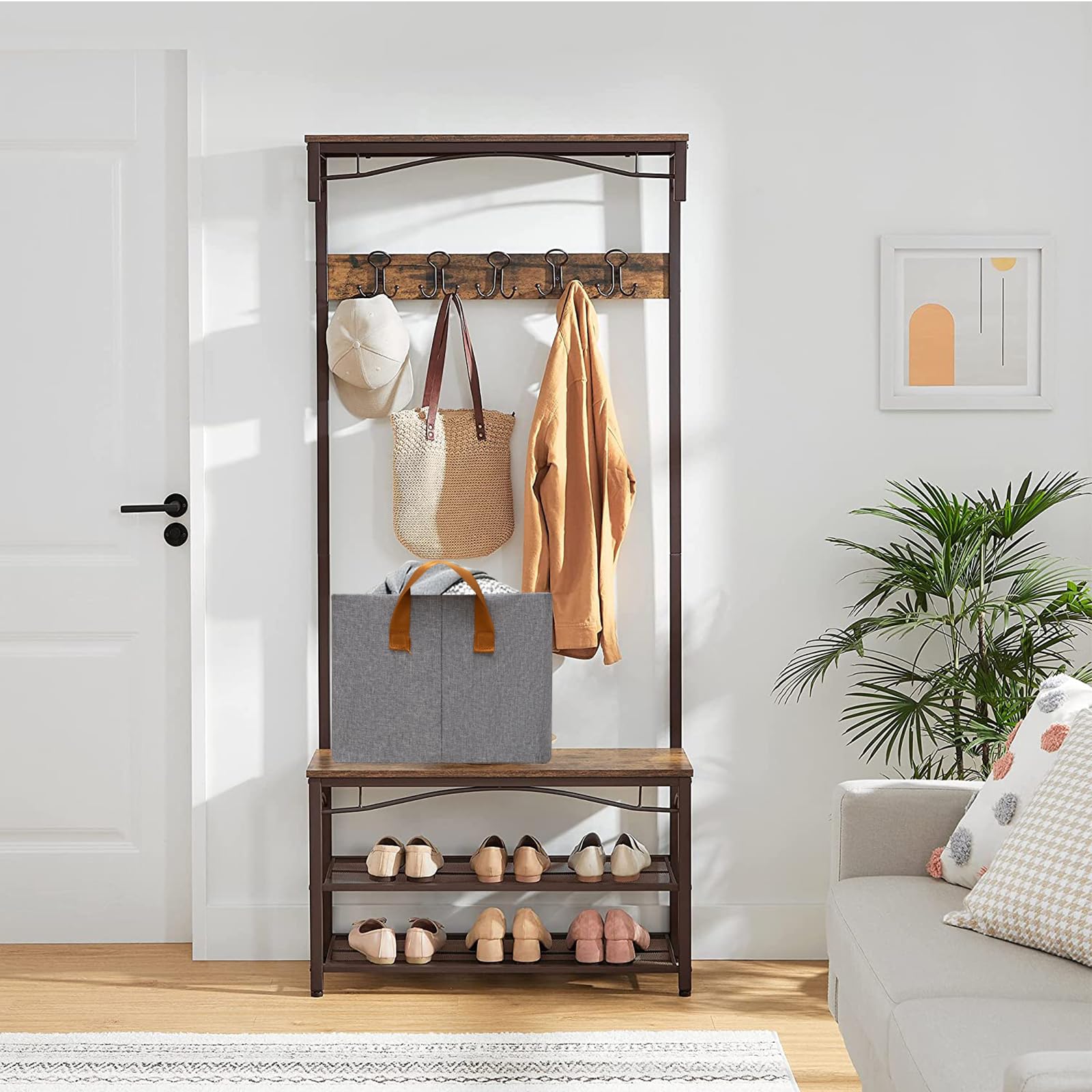 SNWDN Faltbare Stoff-Aufbewahrungskörbe mit Griff, extra groß, faltbar, Schrank-Organizer, Stoffbox, Behälter für Zuhause, Büro, Aufbewahrung (Grau, 38 x 26 x 19 cm)