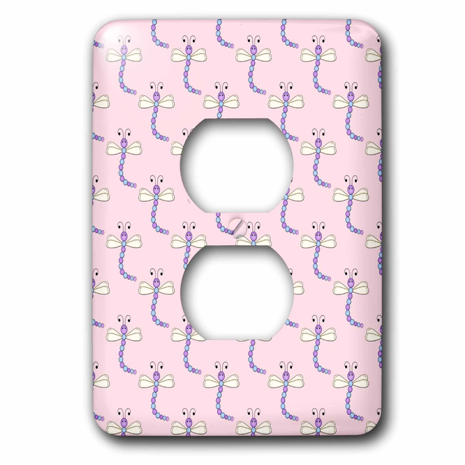 3dRose lsp_211002_6 Joli motif libellule violet cache-interrupteur mural