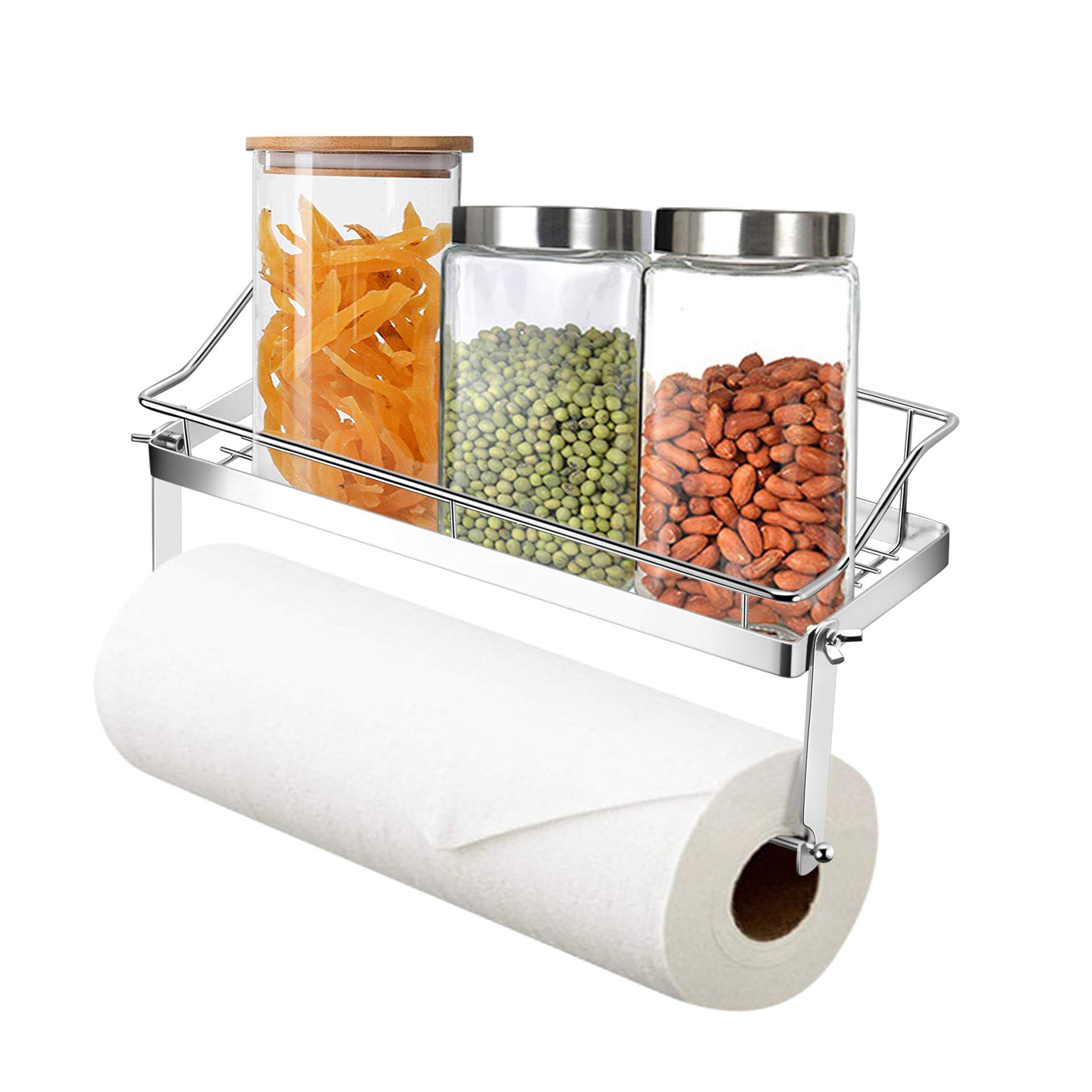 Yunnasi Paper Towel Holder Self Adhesive With Spice Rack Kitchen