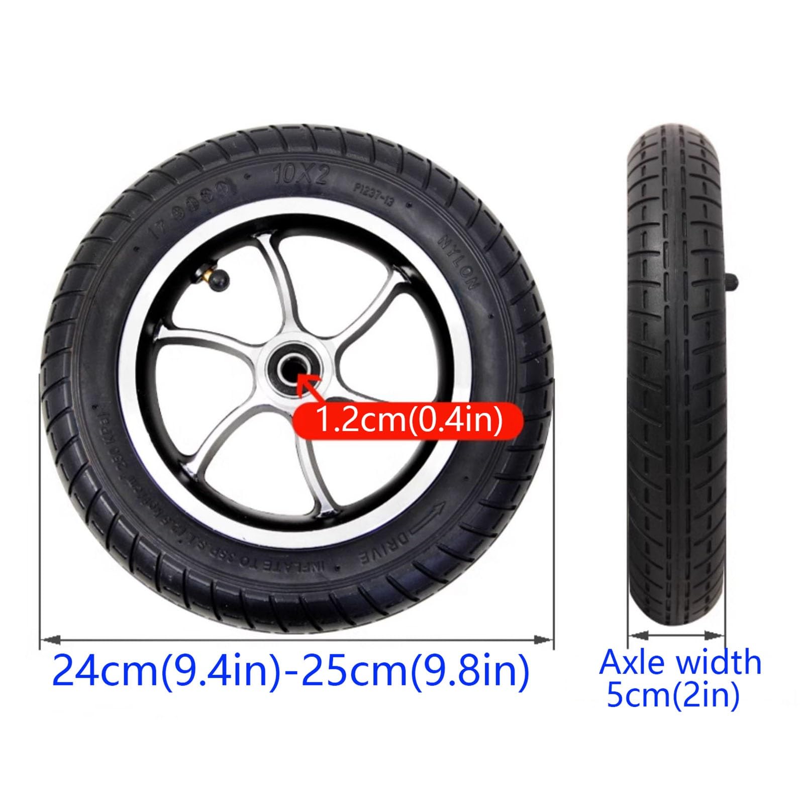 LHX 1 Electric Wheelchair Accessory 10-inch Front Wheel with Bearing Shock-Absorbing Universal Wheel 10X2 Solid Tire Wheelchair Front Wheel