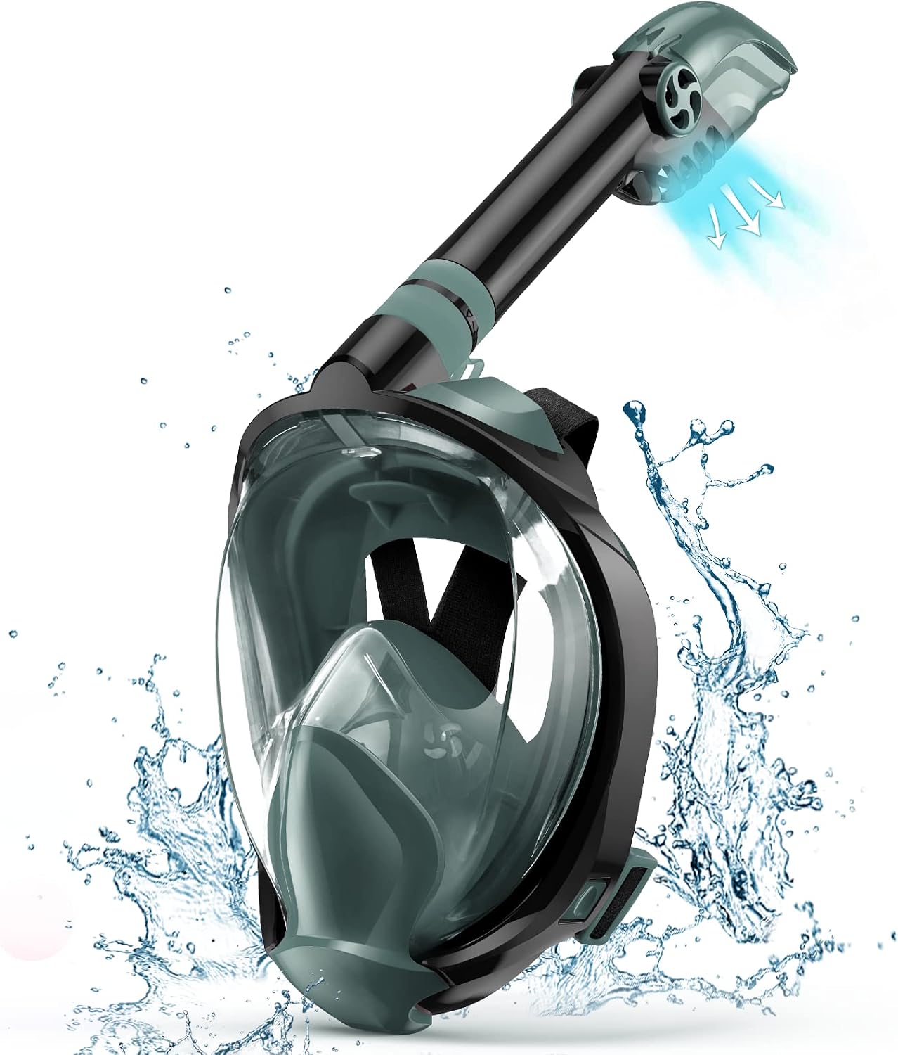 Mifanstech Full Face Snorkel Mask,Snorkeling Gear for Adults Diving Mask Latest Safety Breathing System Foldable 180 Panoramic View Swimming Mask Anti-Fog＆Anti-Leak with Detachable Camera Mount