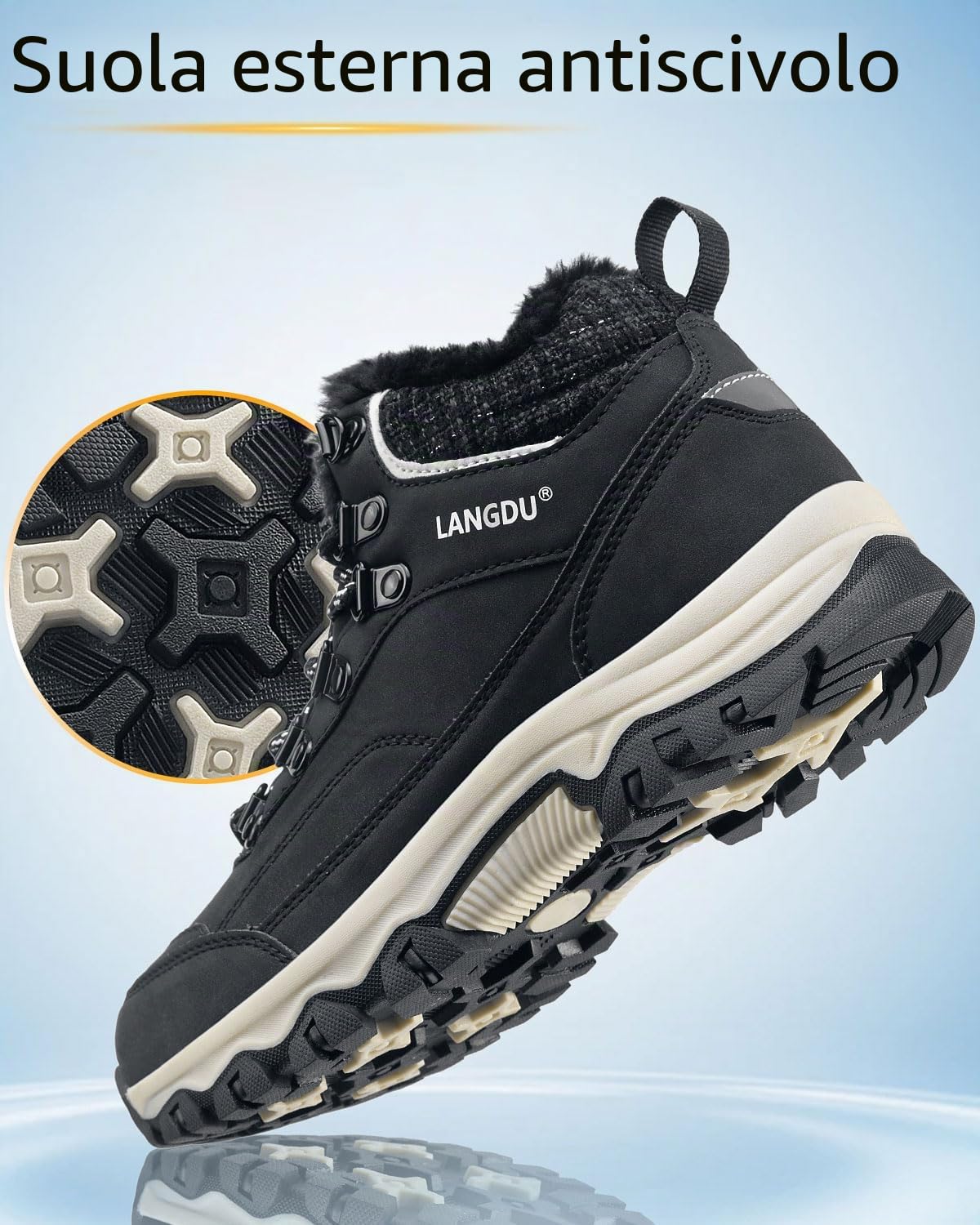LANGDU Stivali Donna Invernali Stivaletti da Neve Scarpe Inverno 37-42EU