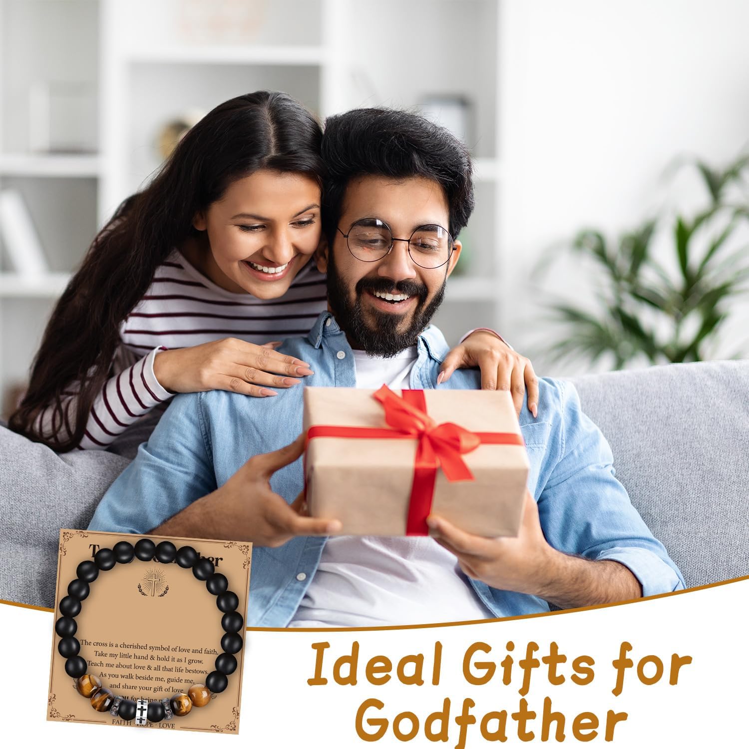 God Father Gifts for Men - Godfather Bracelet for Son Grandson Godfather Proposal Gift for Man Him Christmas Christian Baptism Gifts for Teens Dad Father Brother Grandfather Grandpa Husband - Image 6