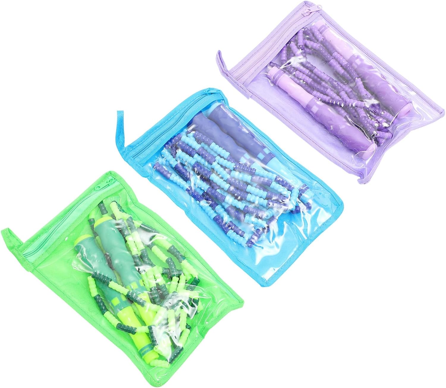 3pcs Jump Ropes Lightweight PVC Skipping Ropes with Anti-slip Handles for Outdoor Exercise Fitness Training in Blue Green Purple