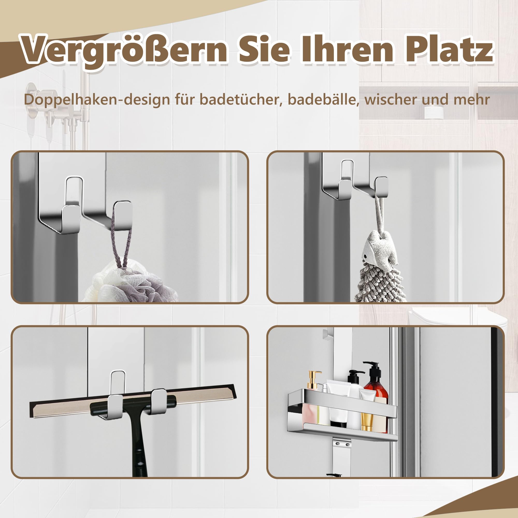 Duschablage Hängen 2-stöckig Edelstahl Ohne Bohren