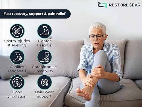 Miniatura 4 de Soporte de compresión de manga de tobillo, manga de compresión de pie para uso diario - Manga flexible de soporte de tobillo - Calcetines de soporte