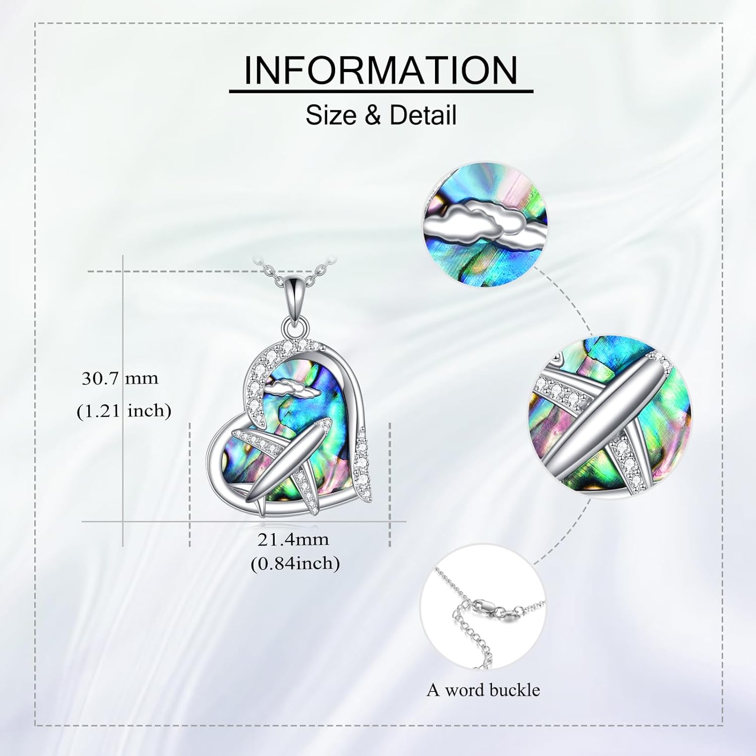 Airplane Necklace 925 Sterling Silver Abalone Shell Airplane Necklace Airplane Jewelry Gift for Women Airplane Lovers - Image 6