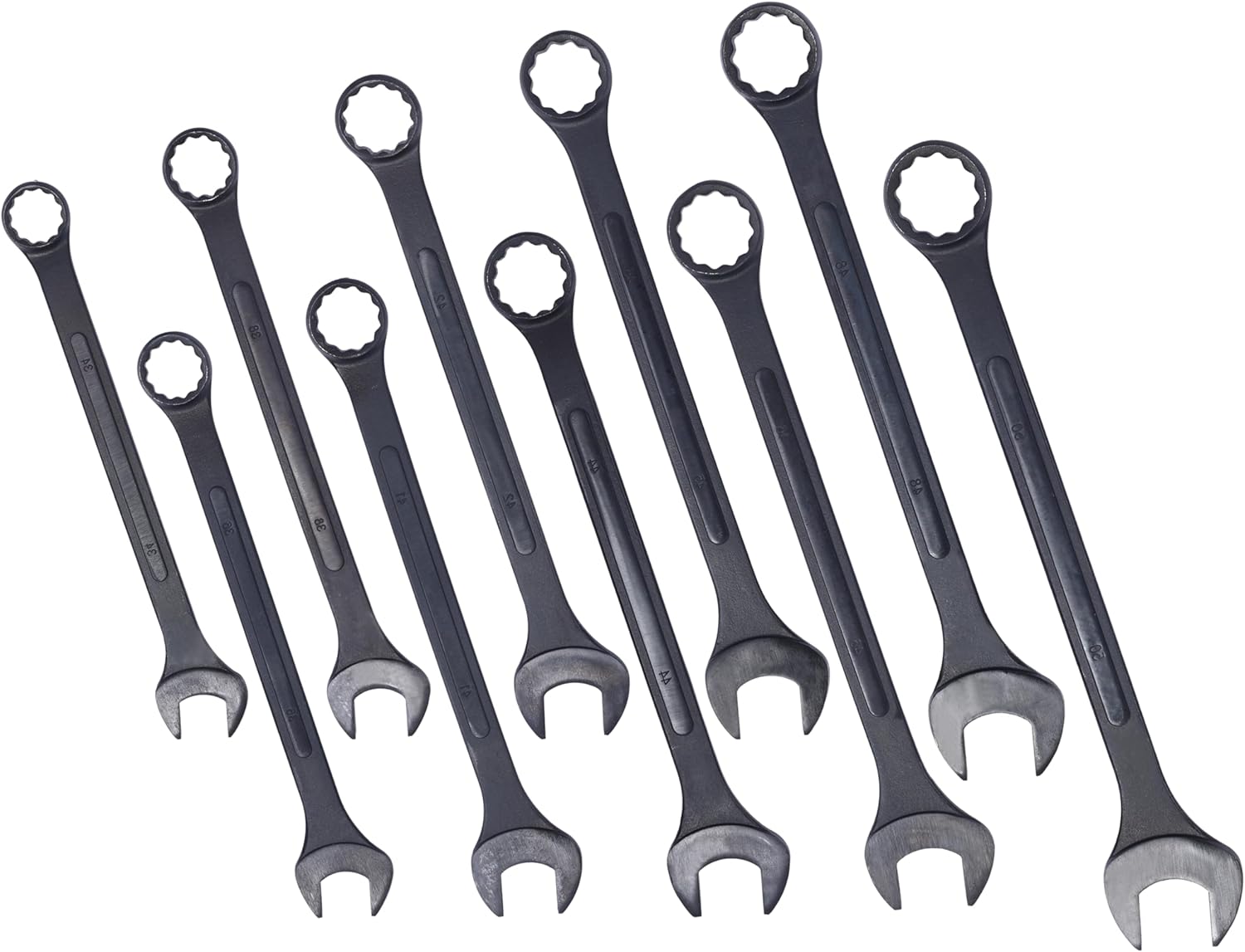 Jumbo Combination Wrench Set | 10 Piece | Metric | 34mm to 50mm | Open End | Storage Bag Included | for Professional Mechanic Use – Large Wrench Set