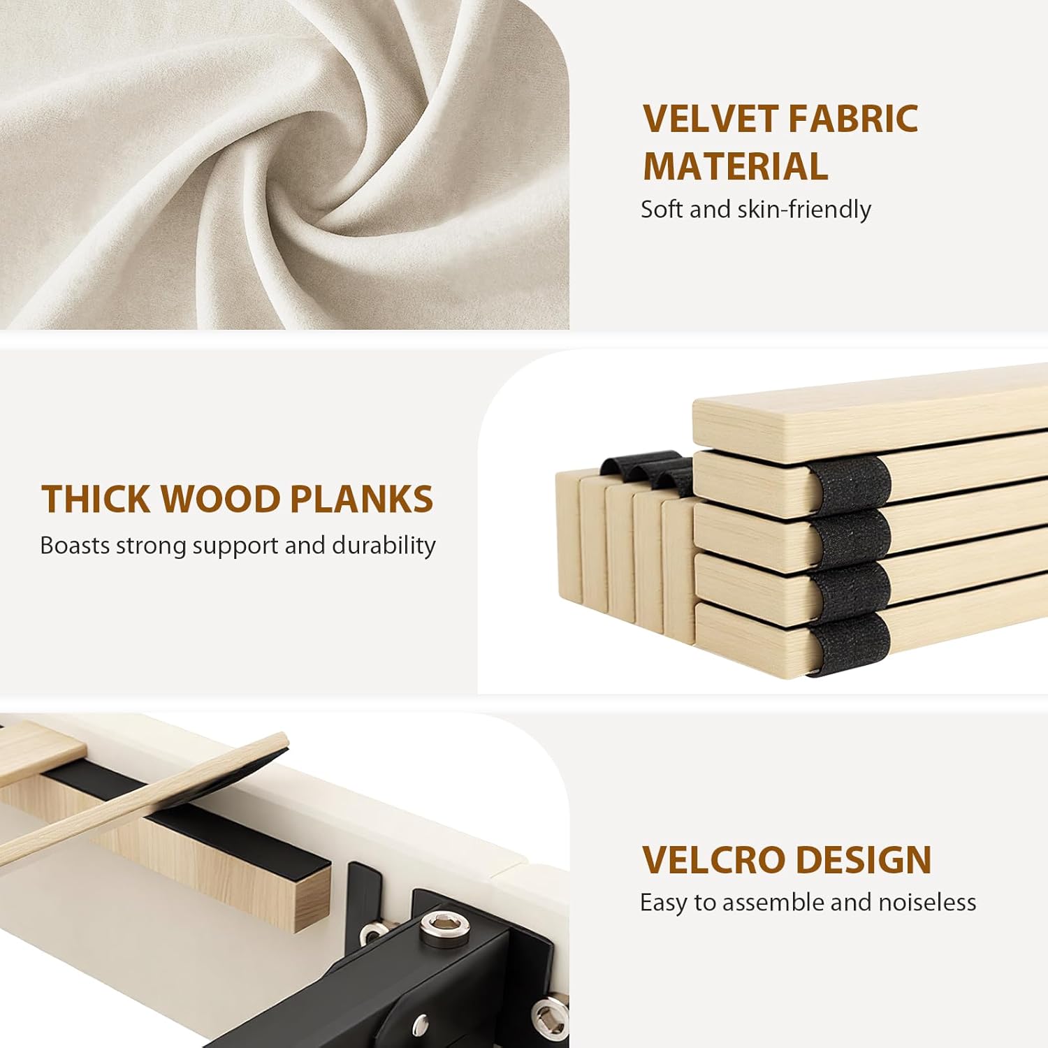 EVLIQUIL Bed Frame Full Size with 4 Storage Drawers, Upholstered Headboard & Frame, Sturdy Metal Frame & Wood Slats, Platform Bed Frame No Box Spring Needed, Easy Assembly, Beige