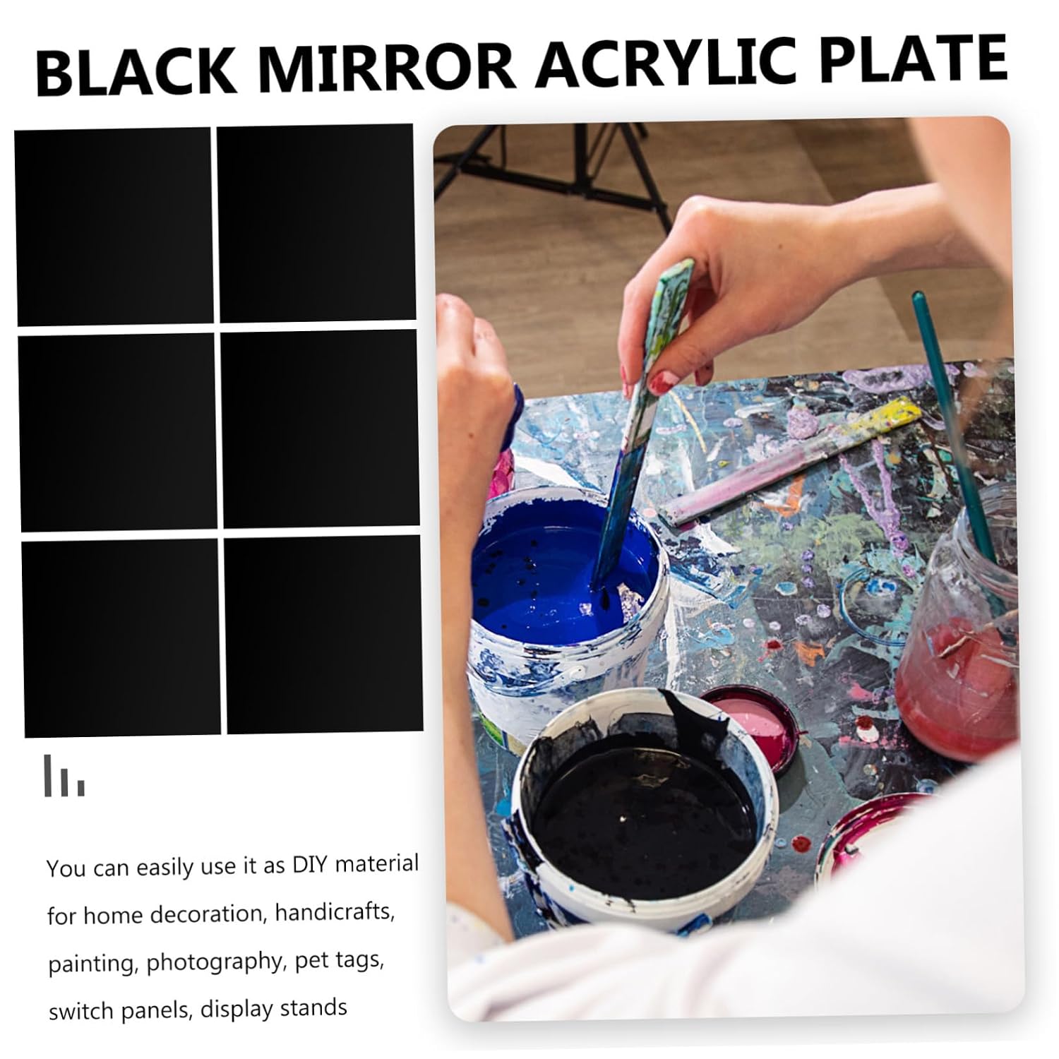 Gatuida 30pcs Black Acrylic Square Blank Panels for Crafts and Painting Projects for Home Decor and Creative Displays