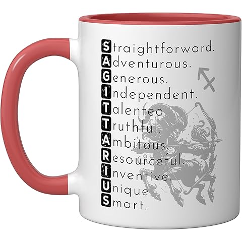 Sagittarius Zodiac Sign Men Women Kids Sagittarius Birthday Ceramic Mug, Red/White