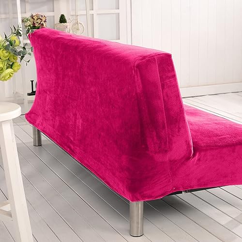 Miniatura 3 de Funda de felpa para futón sin brazos, funda de terciopelo suave de color sólido, funda elástica para sofá cama de 2 y 3 plazas, para el hogar,