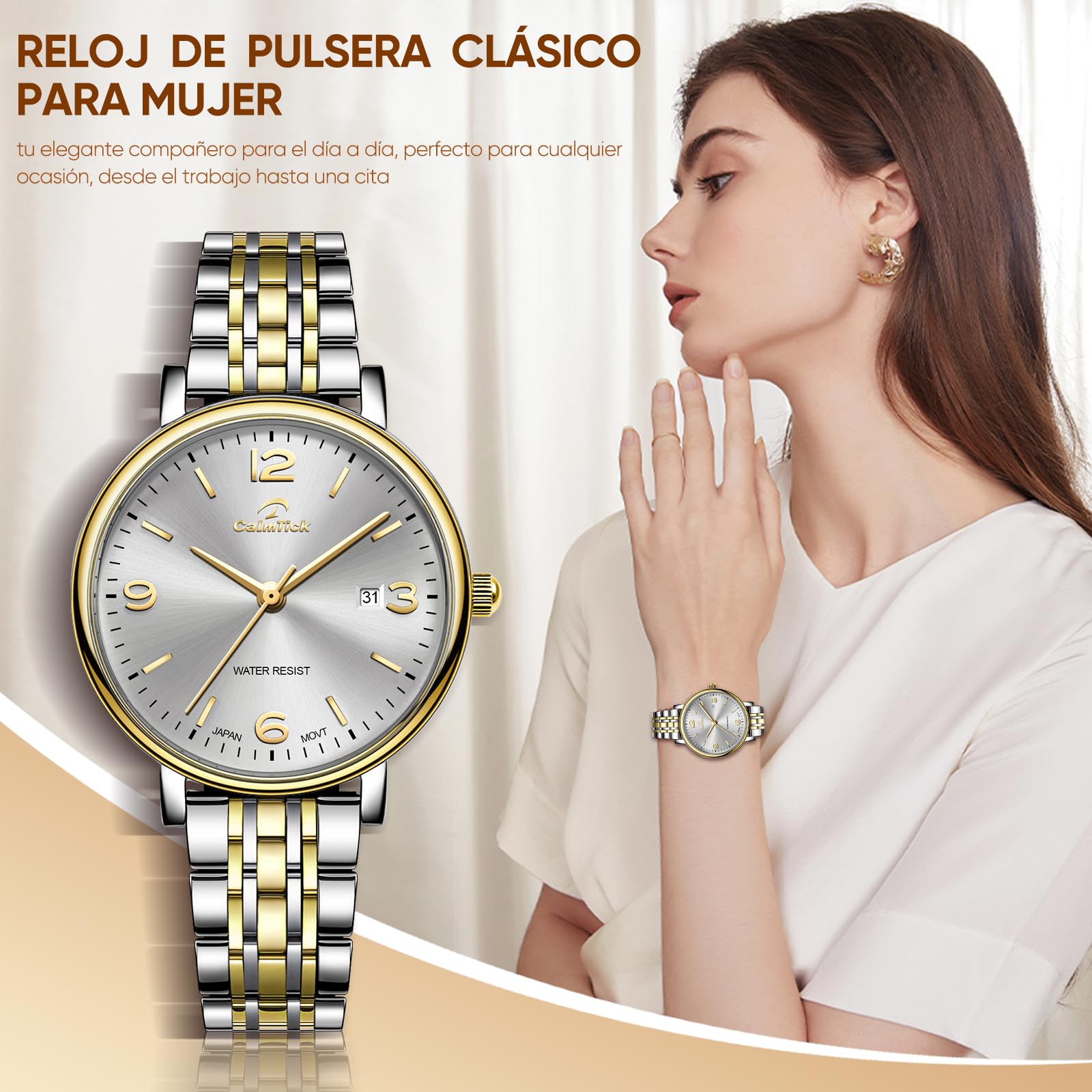 AVTREK Relojes para Mujer con Correa de Acero Inoxidable,indicador de Fecha