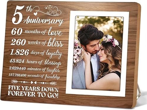 Itsoly 5 regalo de recuerdo con marco de imagen, marco de fotos de recuerdo, decoración de marco de 5 imagen, regalos de boda para padres y parejas,