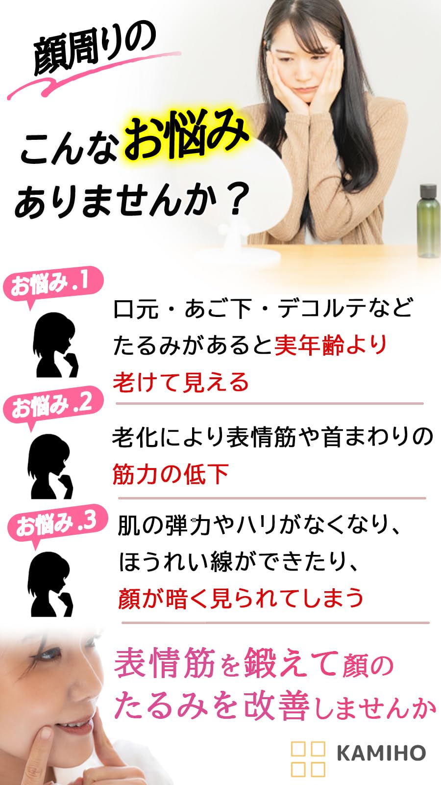 Amazon | KAMIHO 表情筋トレーニング 小顔矯正 口角を上げるグッズ