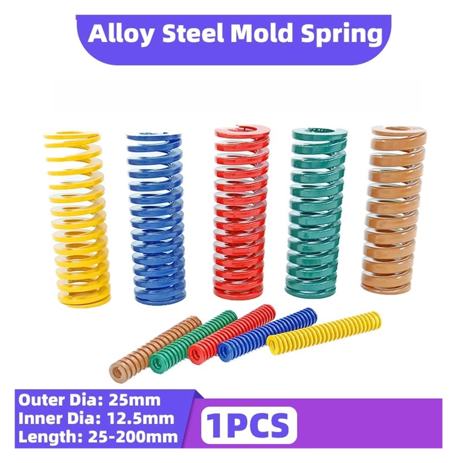 1 szt. Forma matrycowa Sprężyna Stal stopowa Spiralne tłoczenie Kompresja OD 25 mm ID 12,5 L 25-200 Zielony(25x12.5x70mm)