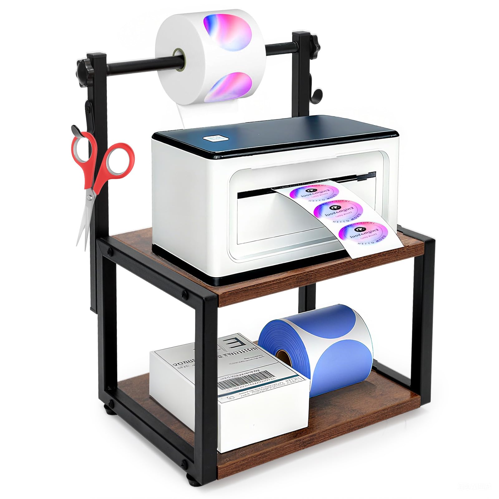 Porta de Etiquetas, Portaetiquetas para Organizador Impresora Térmica en Etiquetas, Soporte de Papel en Rollo o en Pila, Accesorios Escritorio dispensador para Impresora de Escritorio