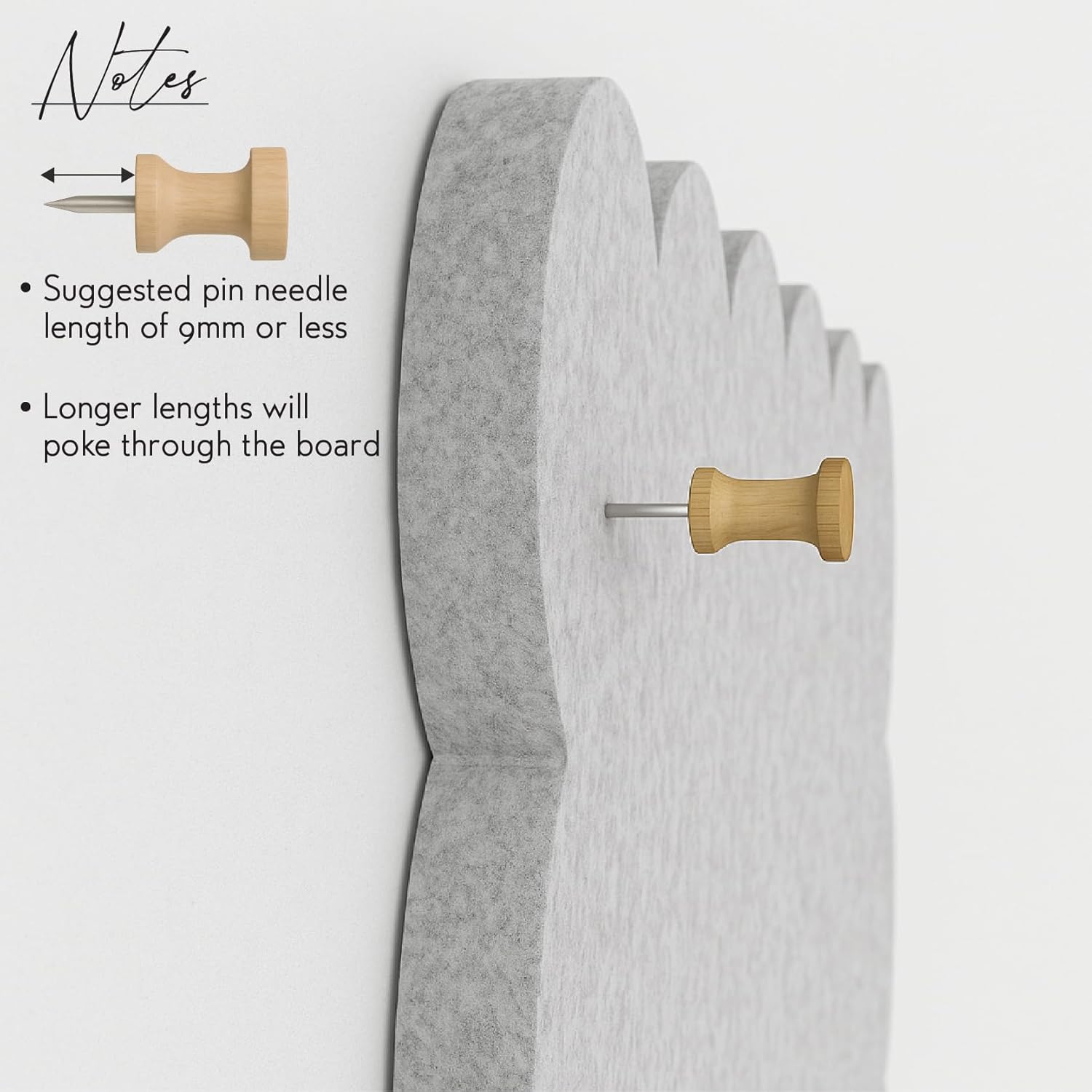 Orelle Scalloped Felt Bulletin Board | 35 x 23” | Foldable Peel and Stick Felt Board for Wall | Alternative Cork Board for Office, Message Board, Kids Art Display | Heather Gray