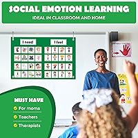 Vista 2 de KIKIGOAL Tabla de sentimientos para suministros de maestros preescolares, tabla de bolsillo de aprendizaje socioemocional, gestión